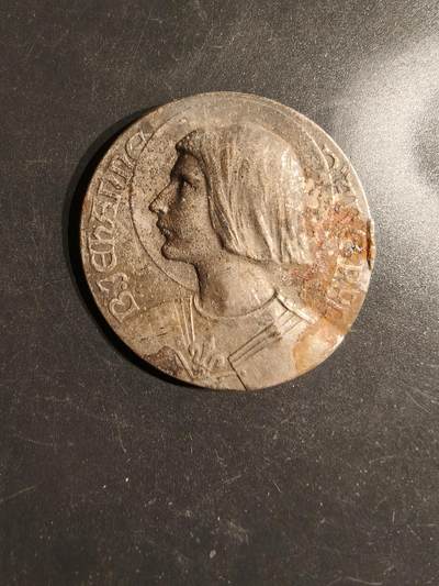 老王徽章第163期 13-15日三场连拍 16日统一发货  13、14日结束后可寄存 - 法国圣女贞德单面镀银铜章     直径45mm.    重量9.4g