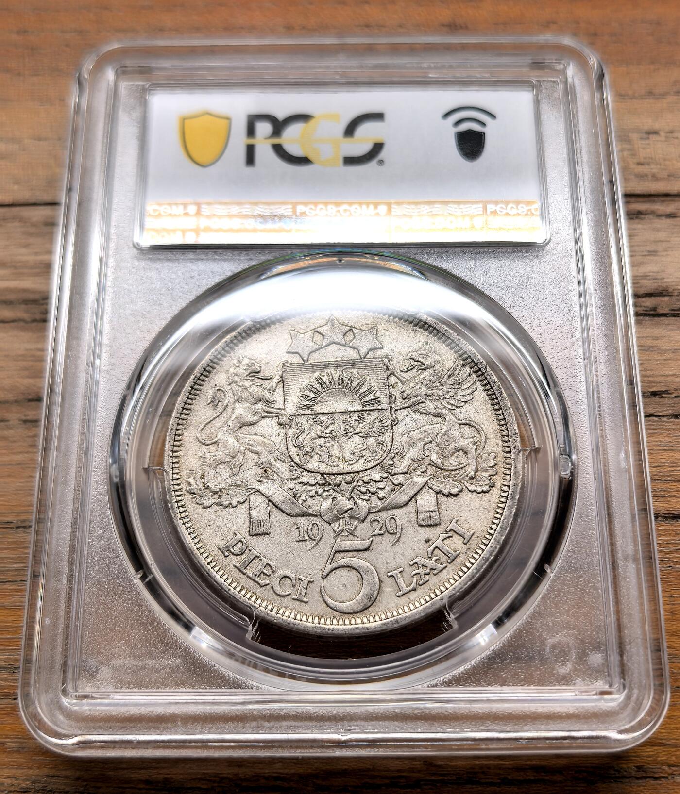 泉海漫舟·凡希社世界钱币微拍第三百十四期 1929拉脱维亚民族少女5Lati大银PCGS-MS62