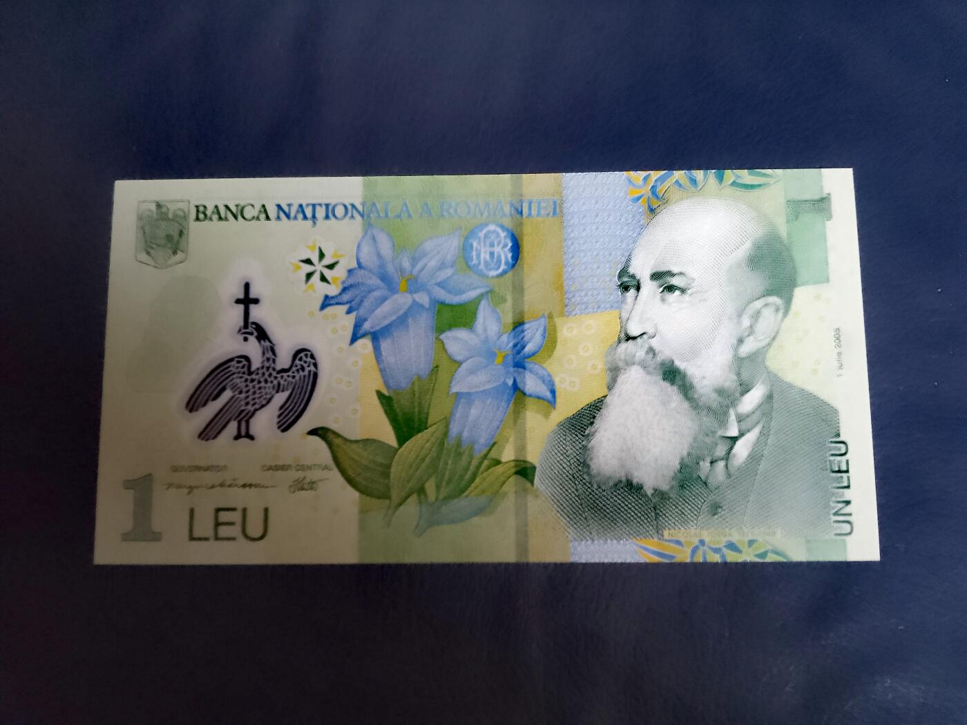 全新罗马尼亚2005年1列伊靓品纸币