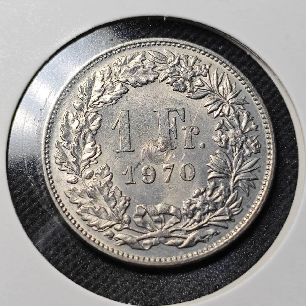 KK钱币收藏小铺  第370场  2月预留时间 周末发货  1970瑞士1法郎