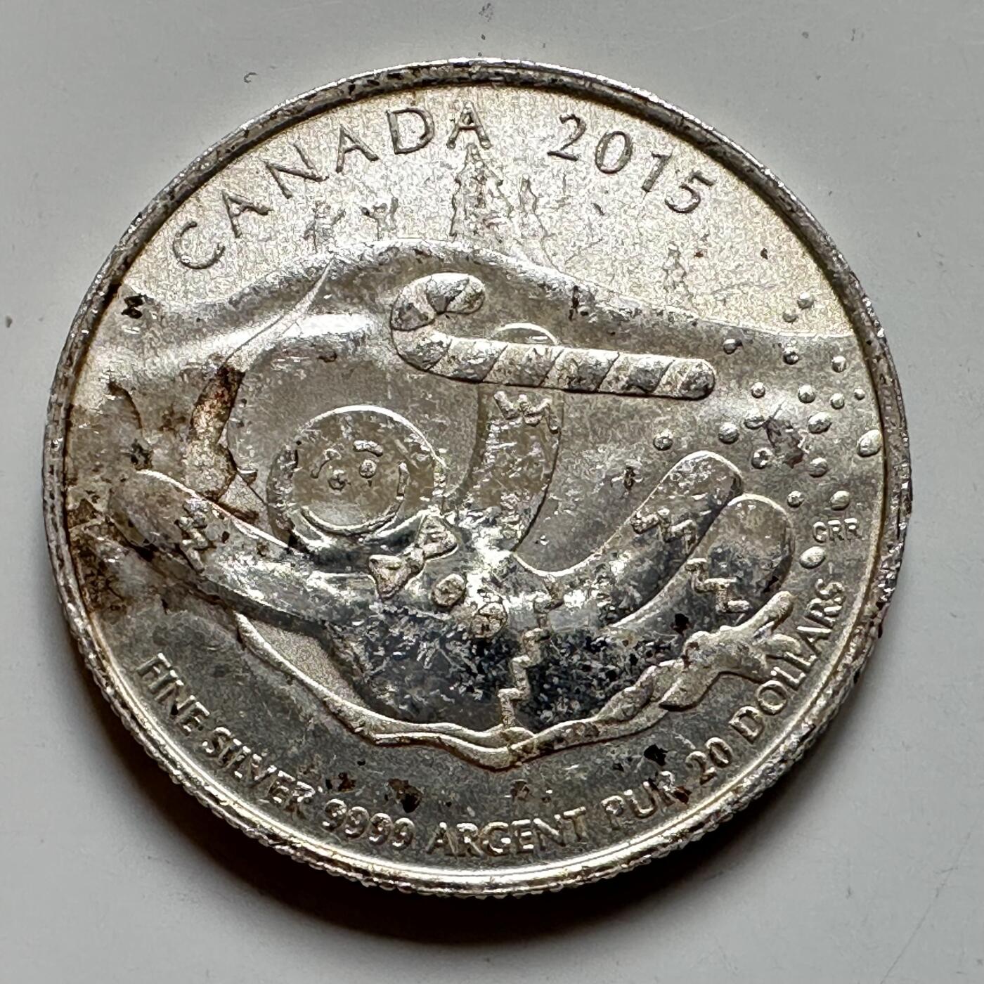 🌹外币初藏🌹🐯2025年第127场  每周二四六晚8️⃣点 接代拍 加拿大2015年小雪人¥20银币 重8克