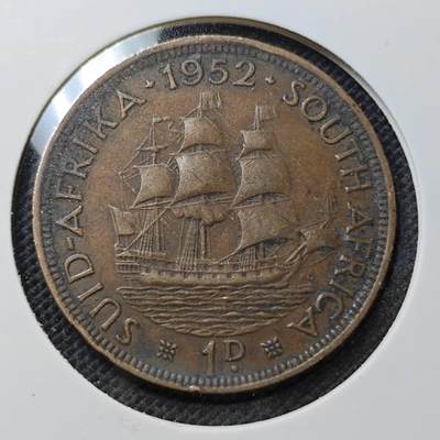 KK钱币收藏小铺  第370场  2月预留时间 周末发货 -  1952英属南非 乔六1便士铜币