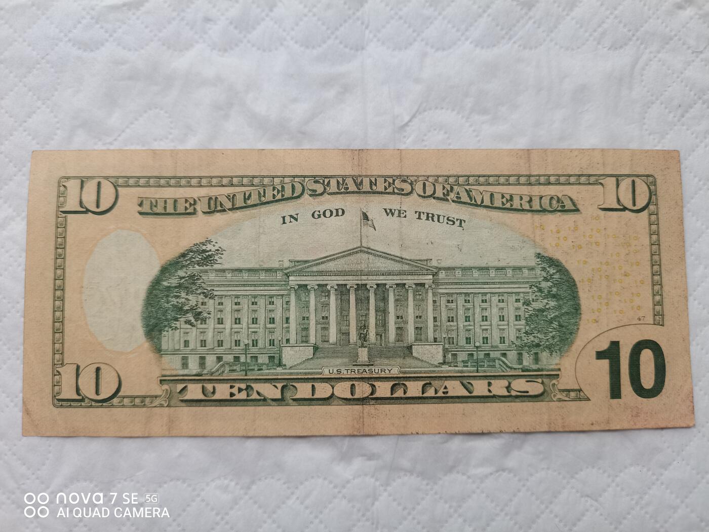 美国钱币 10美元纸币