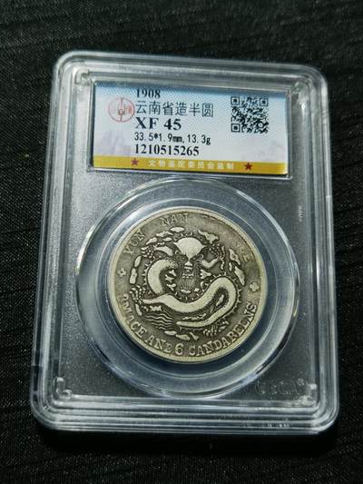 天下钱庄专场欢迎参拍 - 云南光绪老龙半圆，公博XF45