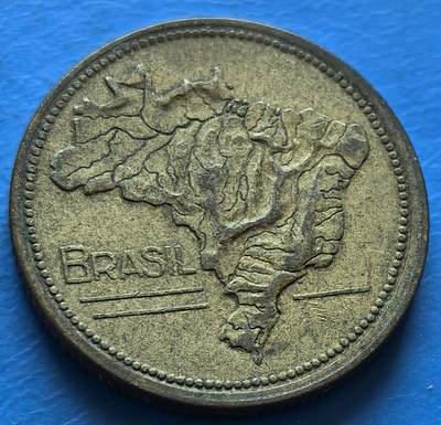 外国优质老铜币银币，周六九点倒数截拍，满百包邮，可寄存半年，喜欢朋友微信扫描二维码可直接参拍 - 巴西1945年1克鲁泽地图币