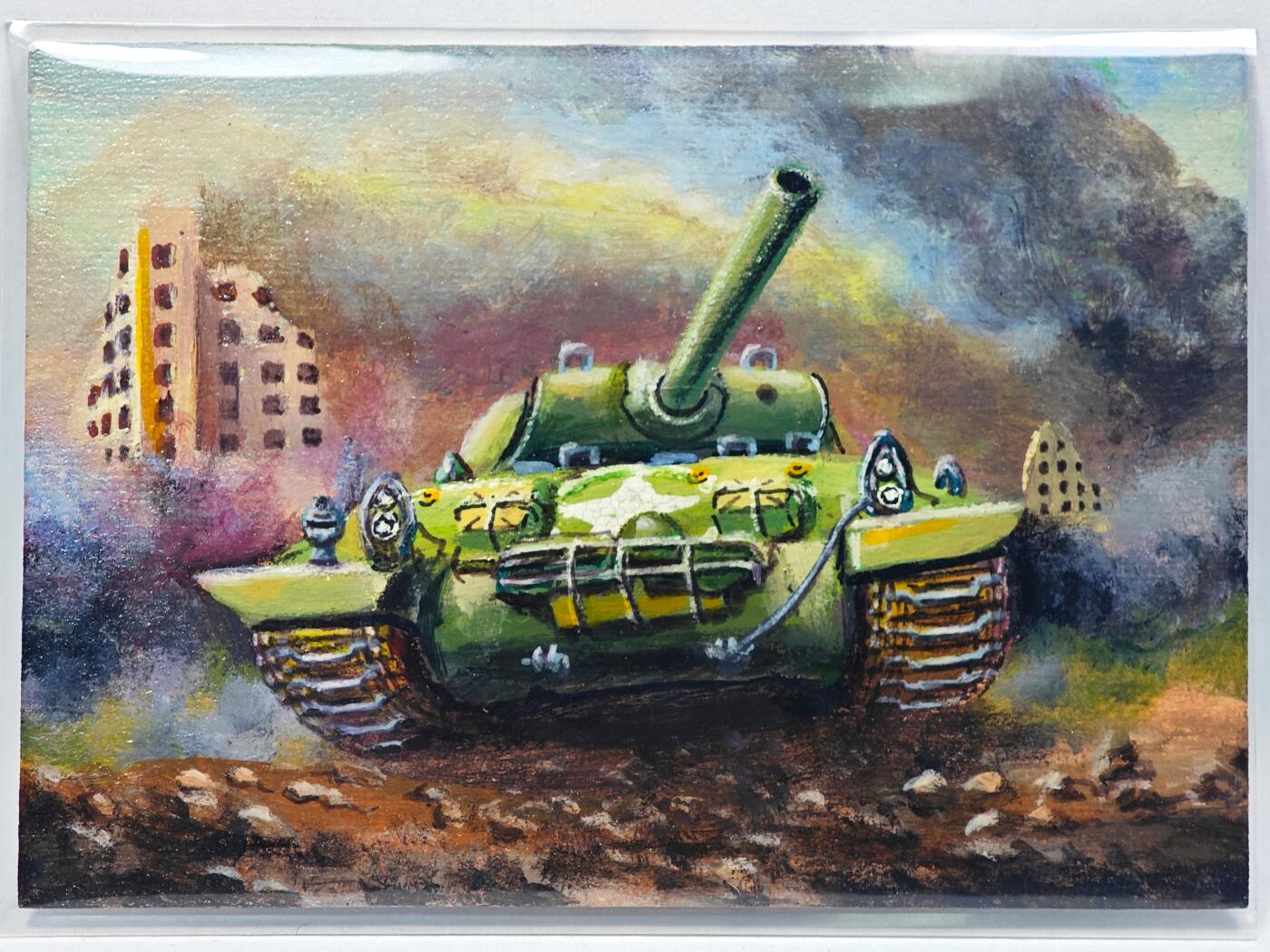 白泽拍卖卡牌手绘专场第28期（细雨生寒、寻梅闻香） 2025 逅居手绘卡 坦克 油画  华生亲签