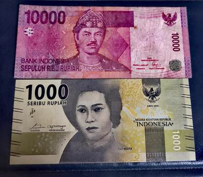 印度尼西亚2005年、2016年10000、1000卢比靓品纸币2枚一对 - 印度尼西亚2005年、2016年10000、1000卢比靓品纸币2枚一对