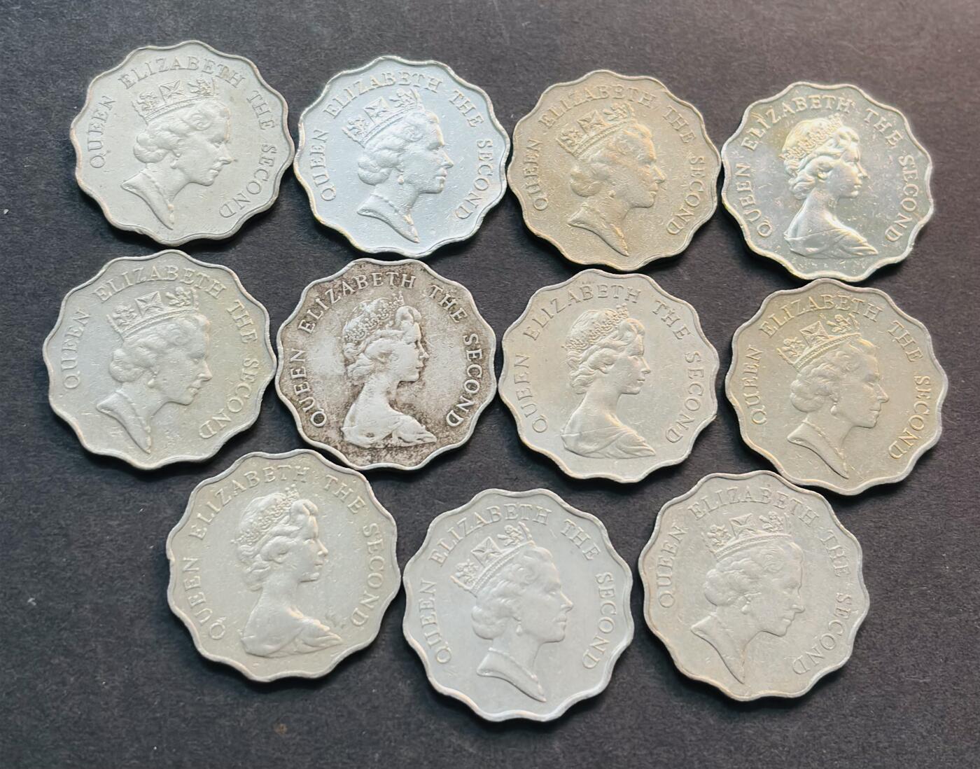 文馨钱币收藏第 281 场，【 长期接收代拍品】银元，银币，套币，纸币专场（本场截拍后休息三天，19 号发货） 英属香港花边贰元 11 枚，包含少见年份 1987 年