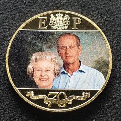 【全场包邮】纯粹捡漏拍476场（免费代拍第13场）调整中 - 直布罗陀2017年1克朗女王白金婚系列肖像彩色镀金精制克朗型纪念币