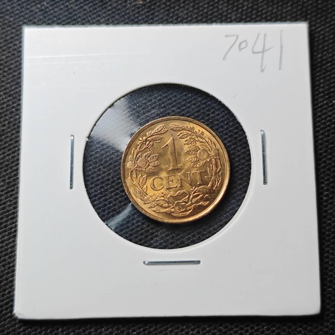 KK钱币收藏小铺  第370场  2月预留时间 周末发货  1963荷属安地列斯1分铜币 好品