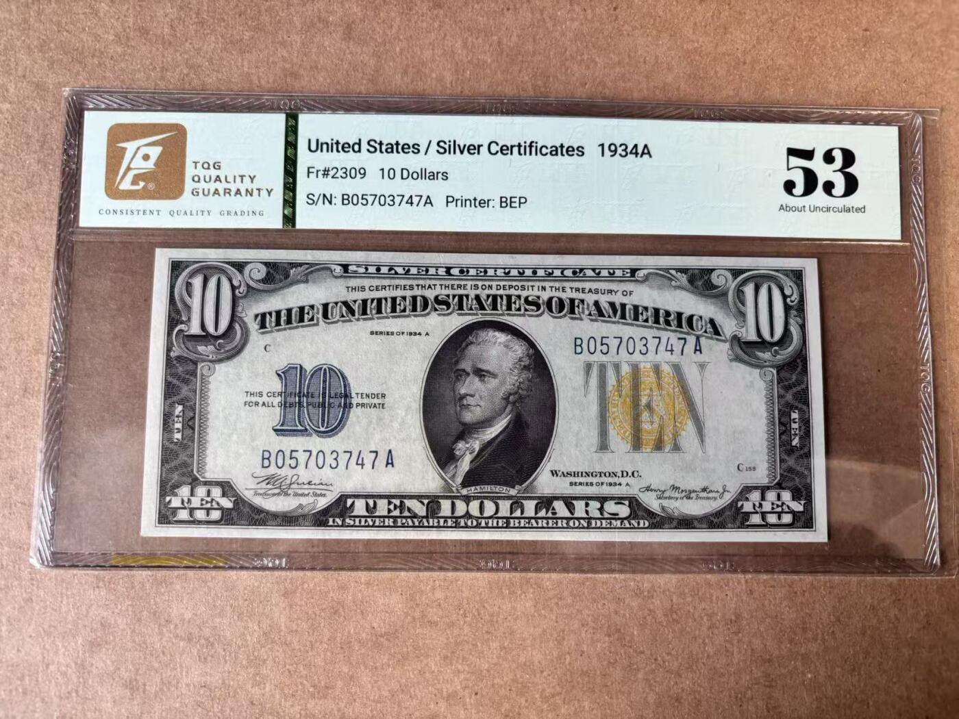 【Blue Auction】世界纸币精拍第750期——18级TOP拍卖/信誉/品质/专业/高效💫 【BA冠】美国 1934A 10美金 北非券 TQG53