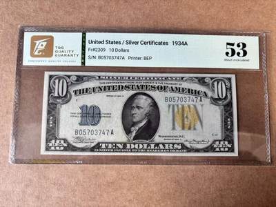【Blue Auction】世界纸币精拍第750期——18级TOP拍卖/信誉/品质/专业/高效💫 - 【BA冠】美国 1934A 10美金 北非券 TQG53
