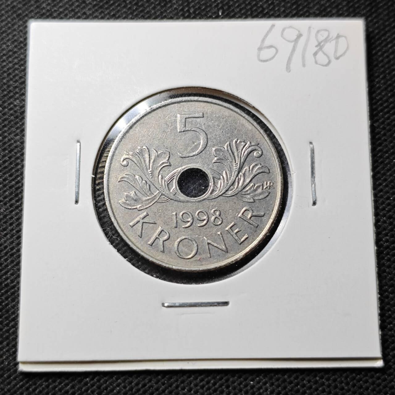 KK钱币收藏小铺  第369场  2月预留时间 周末发货  挪威5克朗
