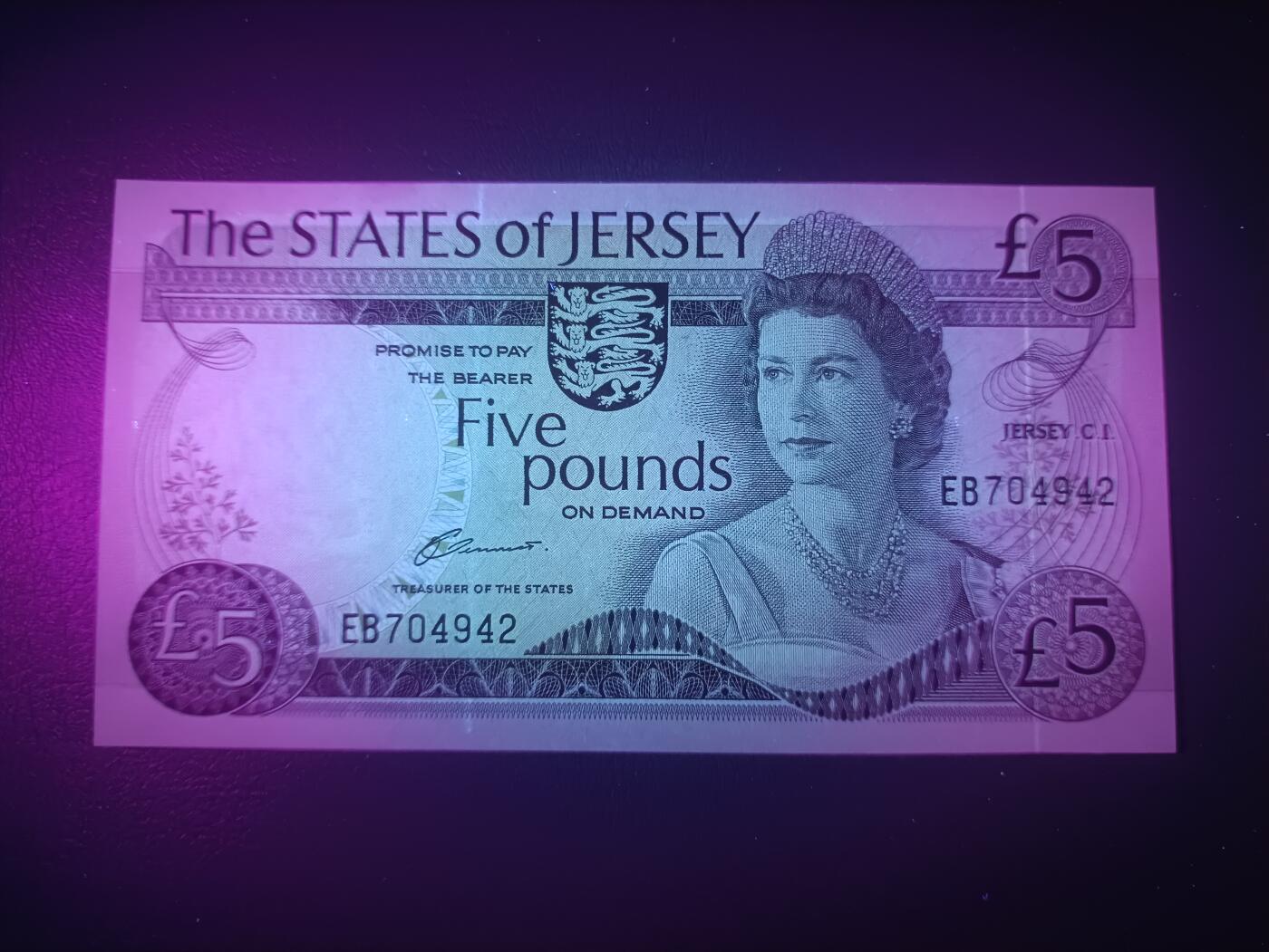 2025十一月第四期，总202期 泽西岛1983版5镑UNC双冠，稀有的珍珠冠女王版本中高面值，女王和伊丽莎白堡