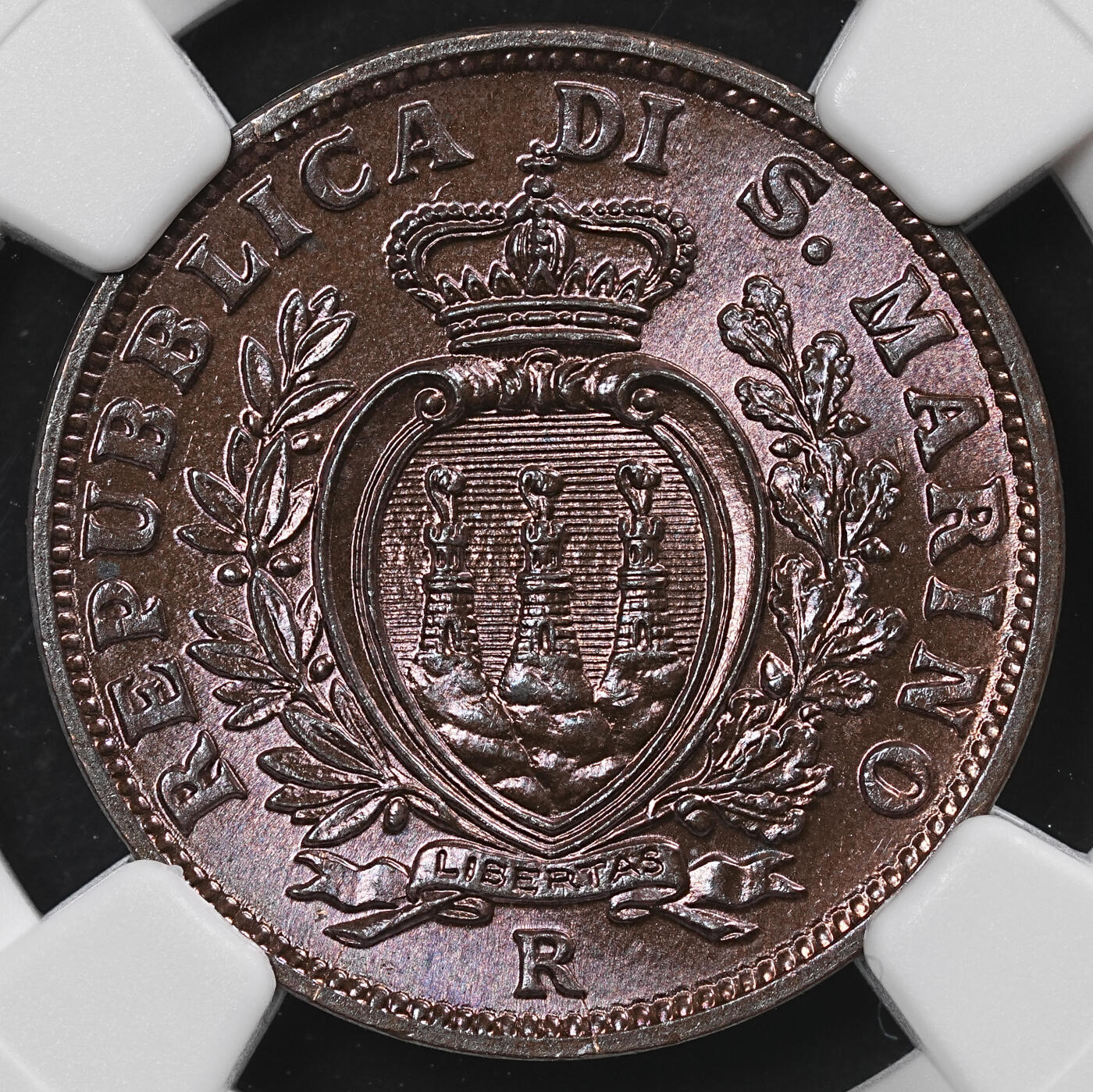 修遠堂世界钱币第九十三期 NGC MS65RB 1938年圣马力诺10分铜币