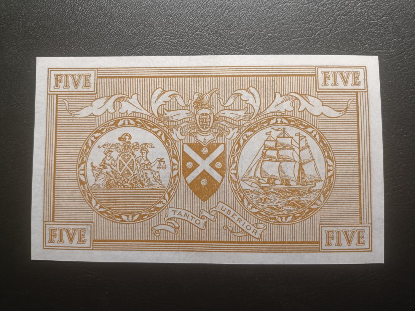 2025十一月第四期，总202期 苏格兰银行1962年5镑UNC-背面痕迹，后期小票幅版本