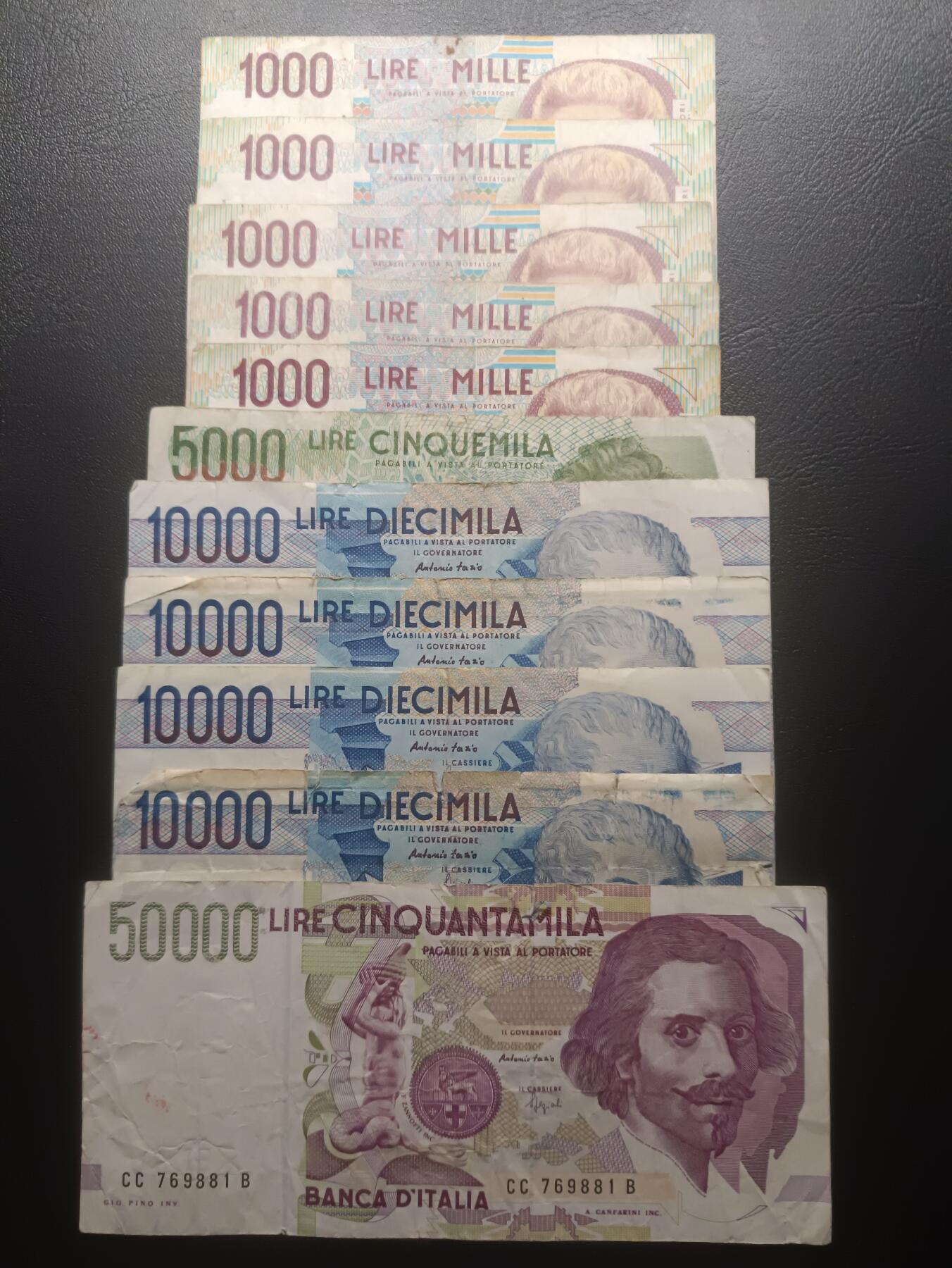 2025十一月第四期，总202期 意大利纸币批量11张流通弱品—流通品相