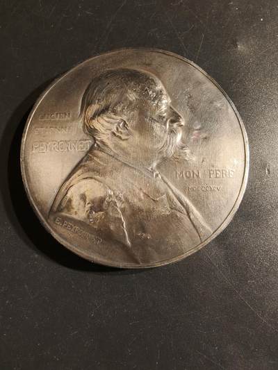 老王徽章第163期 13-15日三场连拍 16日统一发货  13、14日结束后可寄存 - 法国雕塑家佩罗内单面镀银大铜章     直径84mm.    重量62.4g