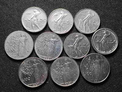 KK钱币收藏小铺  第370场  2月预留时间 周末发货 -  意大利后期 小50/100里拉4对 8枚