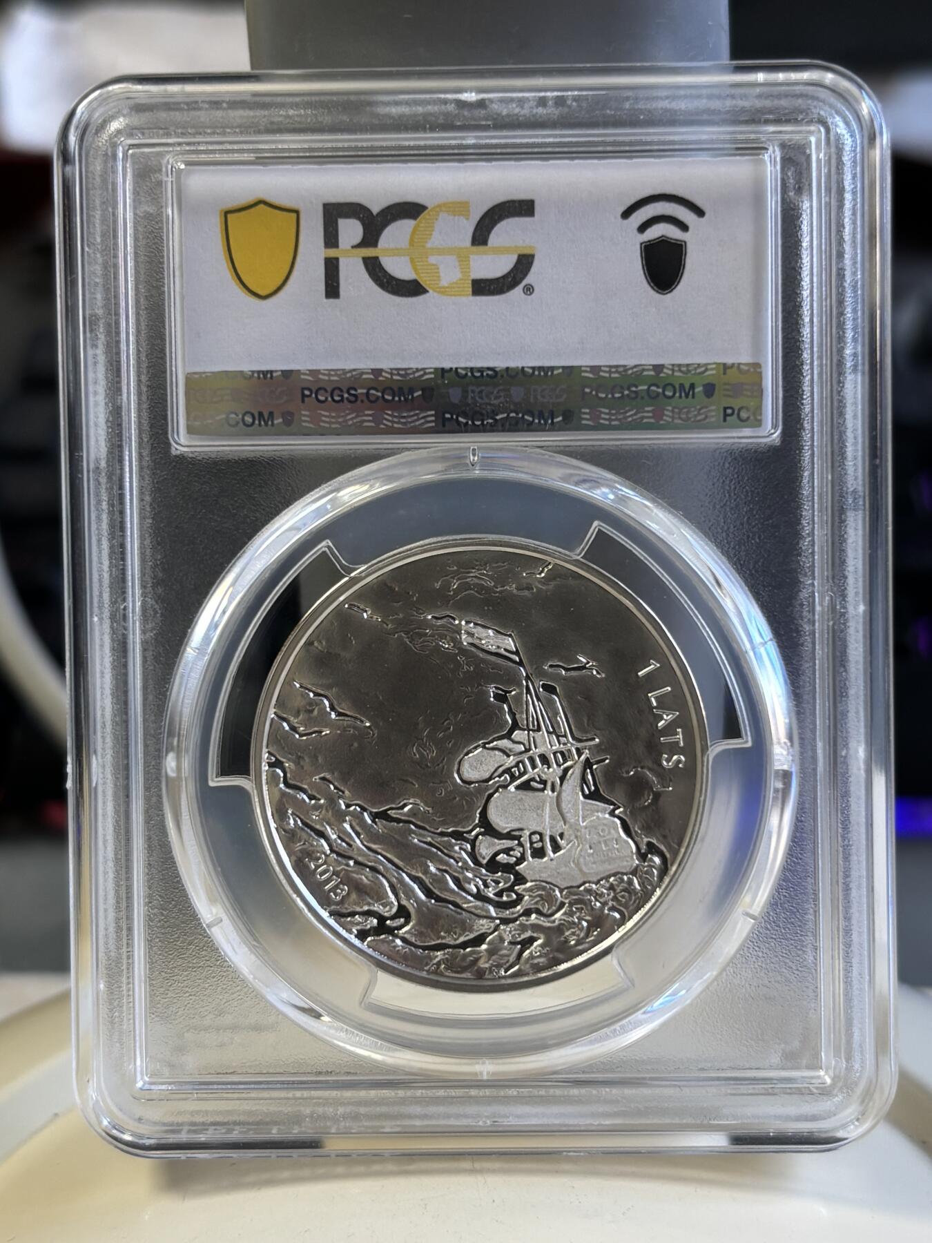 第181期拍卖 获奖币 拉脱维亚2013年作曲家理查德-瓦格纳1拉特精制银币 PCGS-PR69,获2015年克劳斯最佳银币，925银，22克