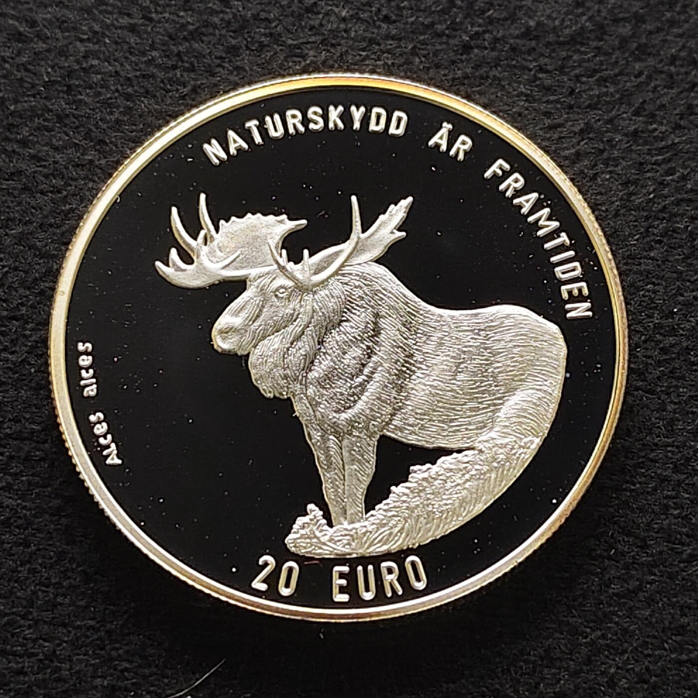 【全场包邮】纯粹捡漏拍477场（免费代拍第14场）调整中 瑞典1996年20埃居自然保护驼鹿精制纪念银币