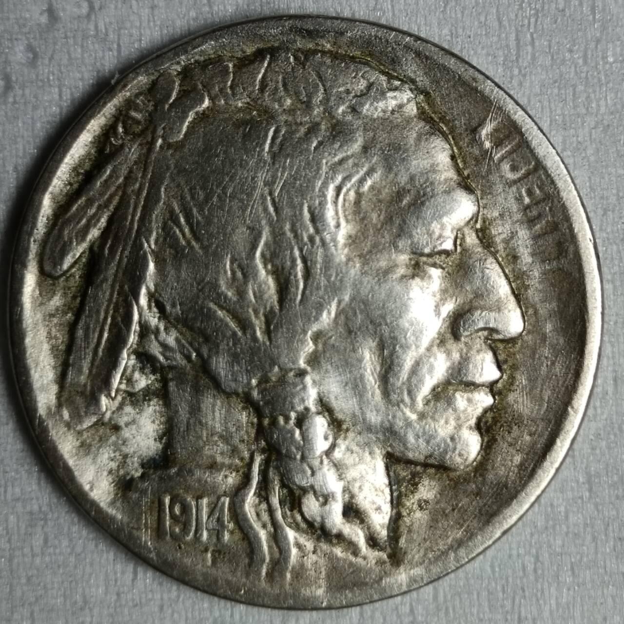 美国1914年S版5美分野牛镍币