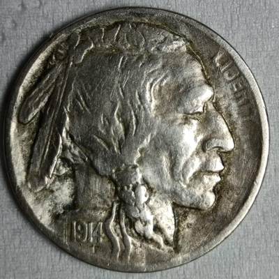 美国1914年S版5美分野牛镍币 - 美国1914年S版5美分野牛镍币