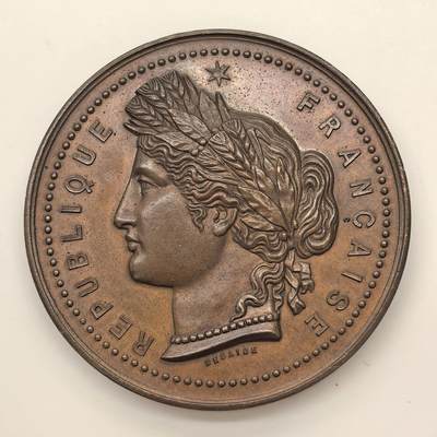 博洋堂世界钱币拍卖第146期（全场包邮） - 法国1885年世博会女神头像，50mm高浮雕早期原铸款。UNC状态！送评最低63分！