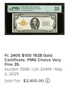 【Blue Auction】世界纸币精拍第750期——18级TOP拍卖/信誉/品质/专业/高效💫  【AA冠无47】美国1928年100美金 黄金券 TQG40 高值少见 价值较高 (PMG30-40分参考价如下）