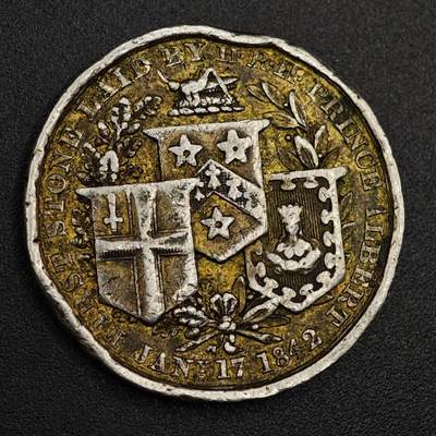 【淘币小摊】实时拍第七百九十六拍   小银币场   满百包邮可预留二周 每周一统一发货   - 英国1842年伦敦新商品交易所开业维多利亚银章重11克