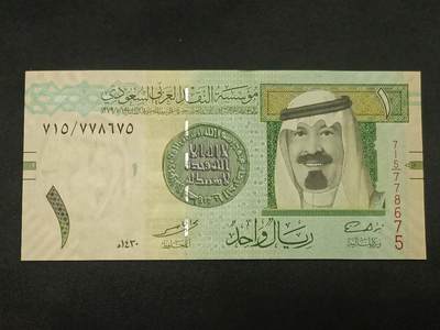 【游宝拍卖】乙巳蛇年86期  - 沙特-1里亚尔【2009年 全新UNC】