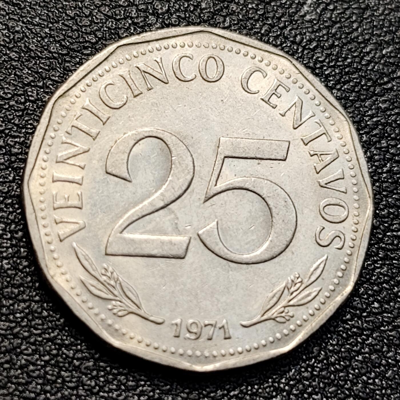 泉币菌-第129场-精品福利场（本场拍品多，请提前出价） 原光极美 稀少版本 1971年玻利瓦尔25分 