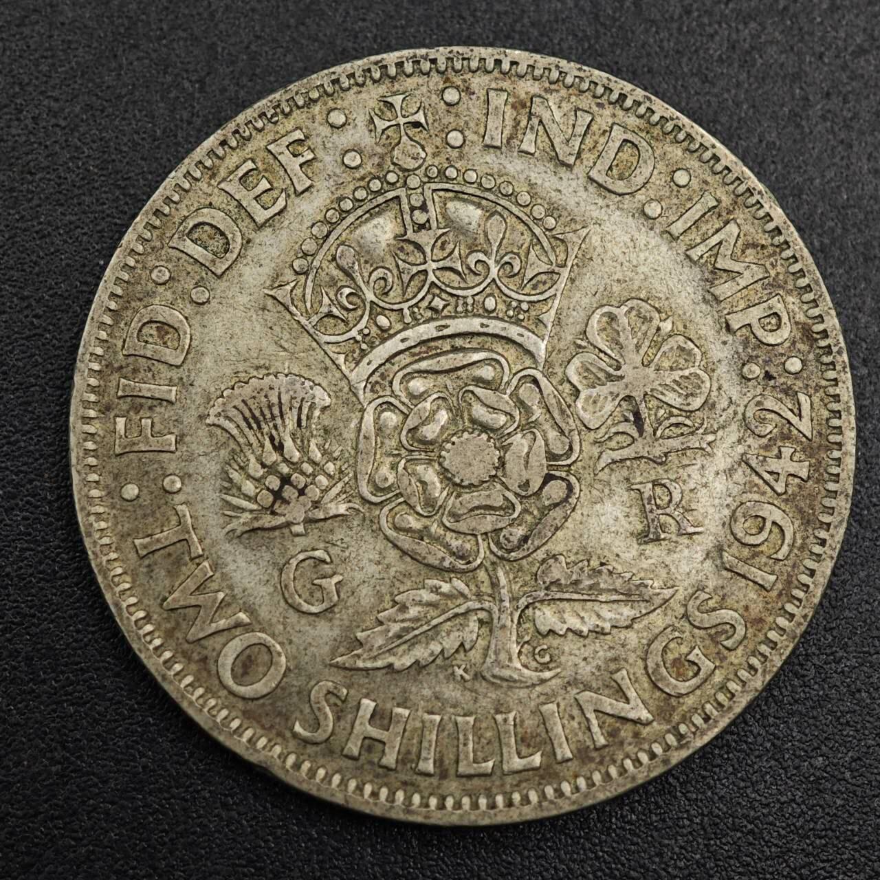 【淘币小摊】实时拍第七百九十六拍   小银币场   满百包邮可预留二周 每周一统一发货   英国1942年乔治六世2先令银币