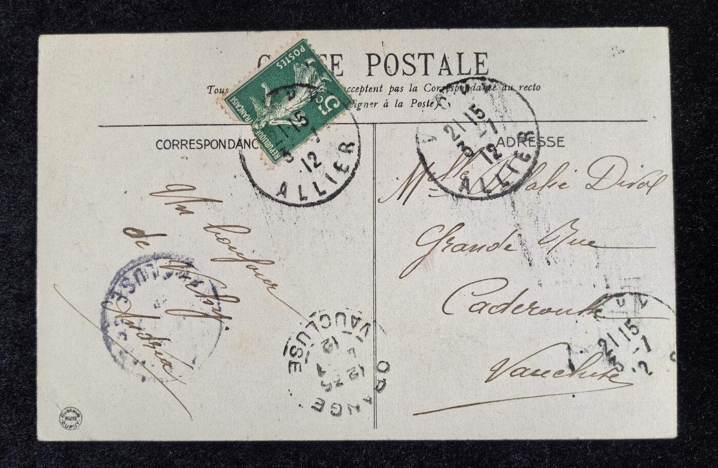 法国 1912年 维希 别墅酒店 老明信片一张