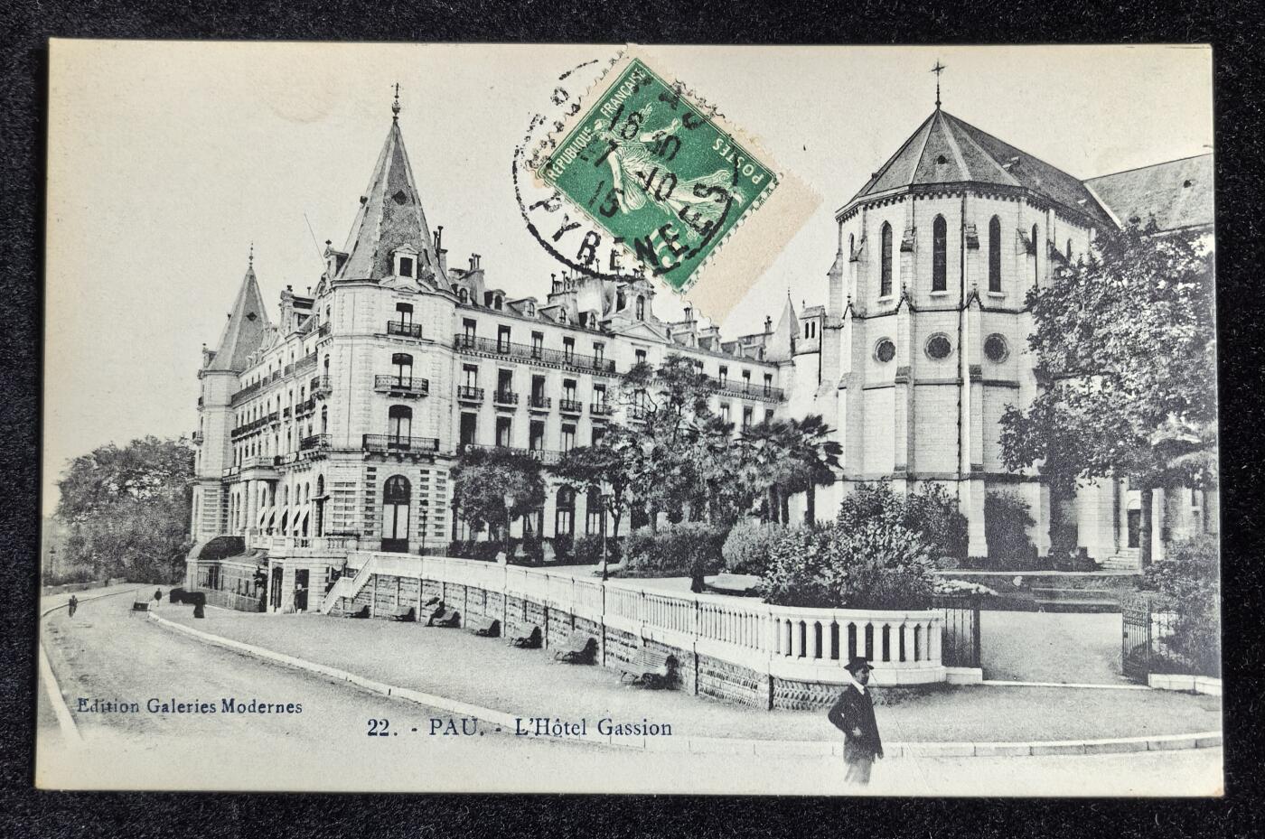 法国 1915年 波城 加西翁酒店 老明信片一张