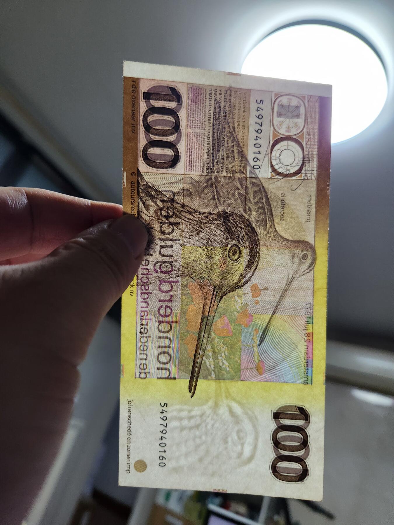 11月15号晚上8点 外国纸币自动截拍第58场 荷兰100盾 极美品