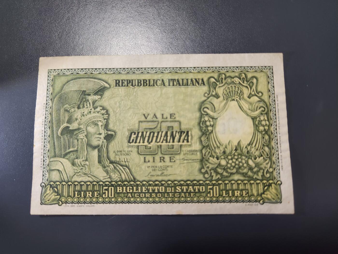 11月15号晚上8点 外国纸币自动截拍第58场 意大利1951年100里拉 美品