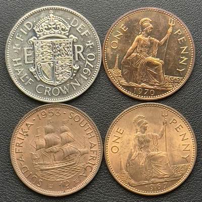 ＜小葵钱铺＞第65期·散币·银币场·满200包邮，不寄存·17号发货 - 英国1953、1967、1970年硬币4枚（1970为精制）