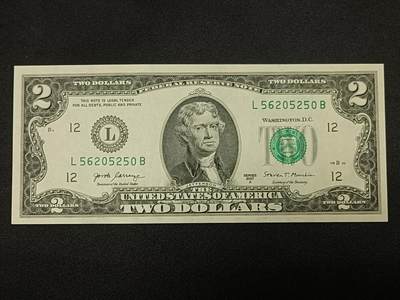 【游宝拍卖】乙巳蛇年86期  - 美国-2美元【SERIES-2017A L12旧金山 全新UNC】