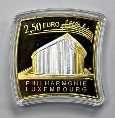 S&S Numismatic世界钱币-拍卖 第115期  - 卢森堡2025年 杰出建筑系列10-卢森堡爱乐音乐厅 2.5欧元银+北欧金双色纪念币 官方卡币