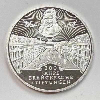 S&S Numismatic世界钱币-拍卖 第115期  - 德国1998年 哈雷弗兰克基金会成立300周年 10马克精制纪念银币 15.5克925银