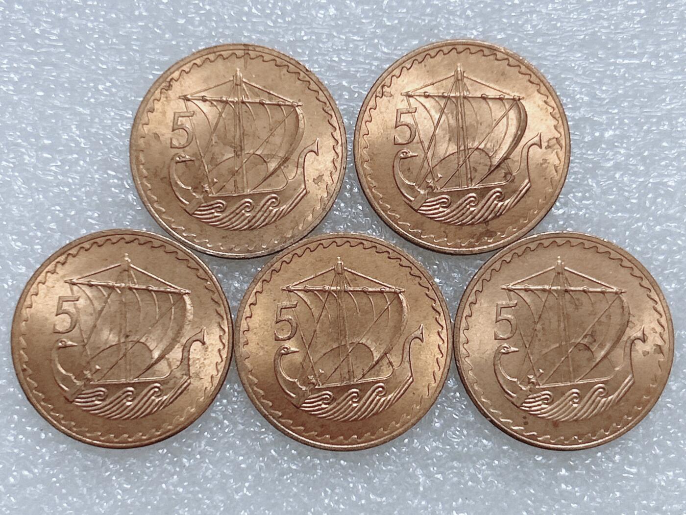 第一海外回流一元起拍收藏 散集专场  第266期 塞浦路斯1963年5米尔铜币 5枚 原光好品