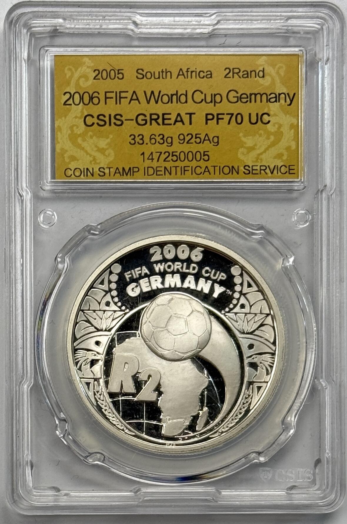 S&S Numismatic世界钱币-拍卖 第115期  南非2005年 南非世界杯 2兰特精制纪念银币 33.63克925银