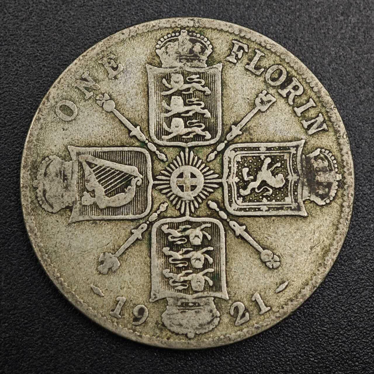 【淘币小摊】实时拍第七百九十六拍   小银币场   满百包邮可预留二周 每周一统一发货   英国1921年乔治五世弗洛林银币