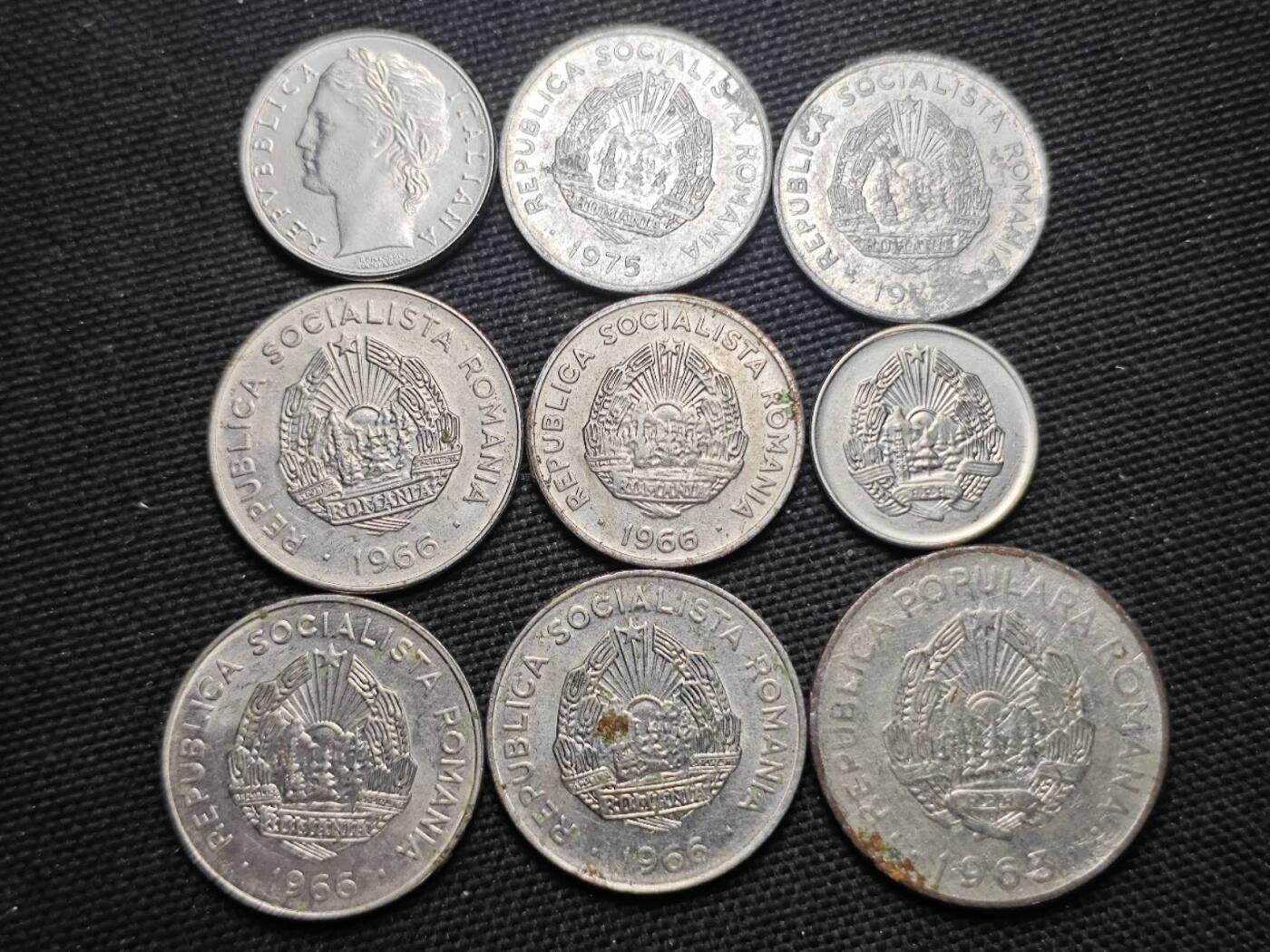 KK钱币收藏小铺  第370场  2月预留时间 周末发货  罗马尼亚一组8枚+意大利小里拉