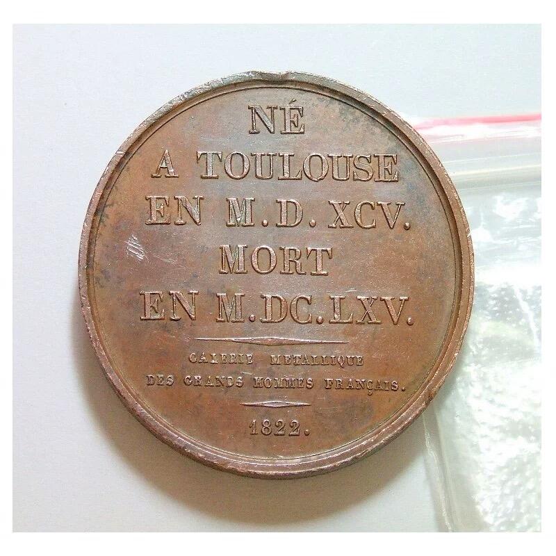 【光边】法国1822年 大数学家费马高浮雕精制大铜章 40MM