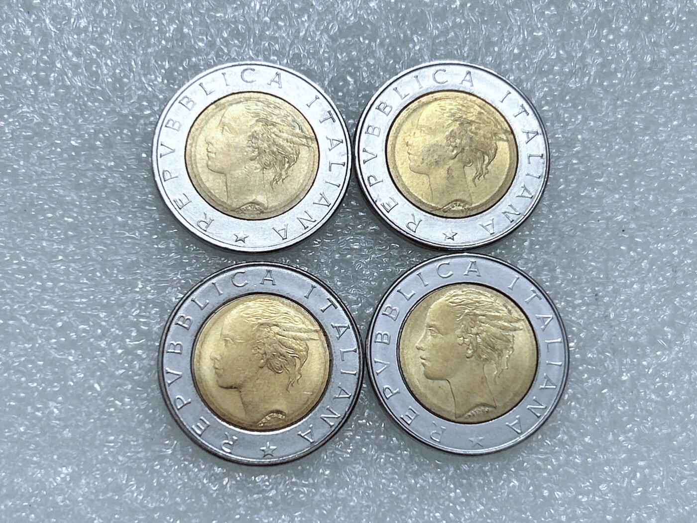 第一海外回流一元起拍收藏 散集专场  第266期 意大利不同版本500里拉双色币 4枚