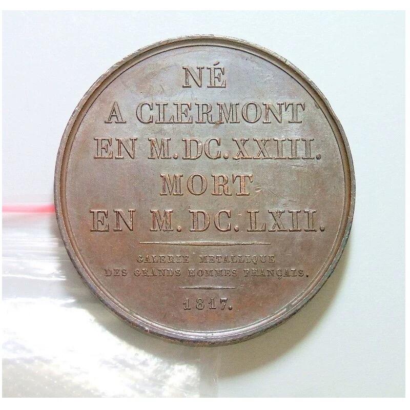 【光边】法国1817年 大科学家帕斯卡高浮雕精制大铜章 40MM