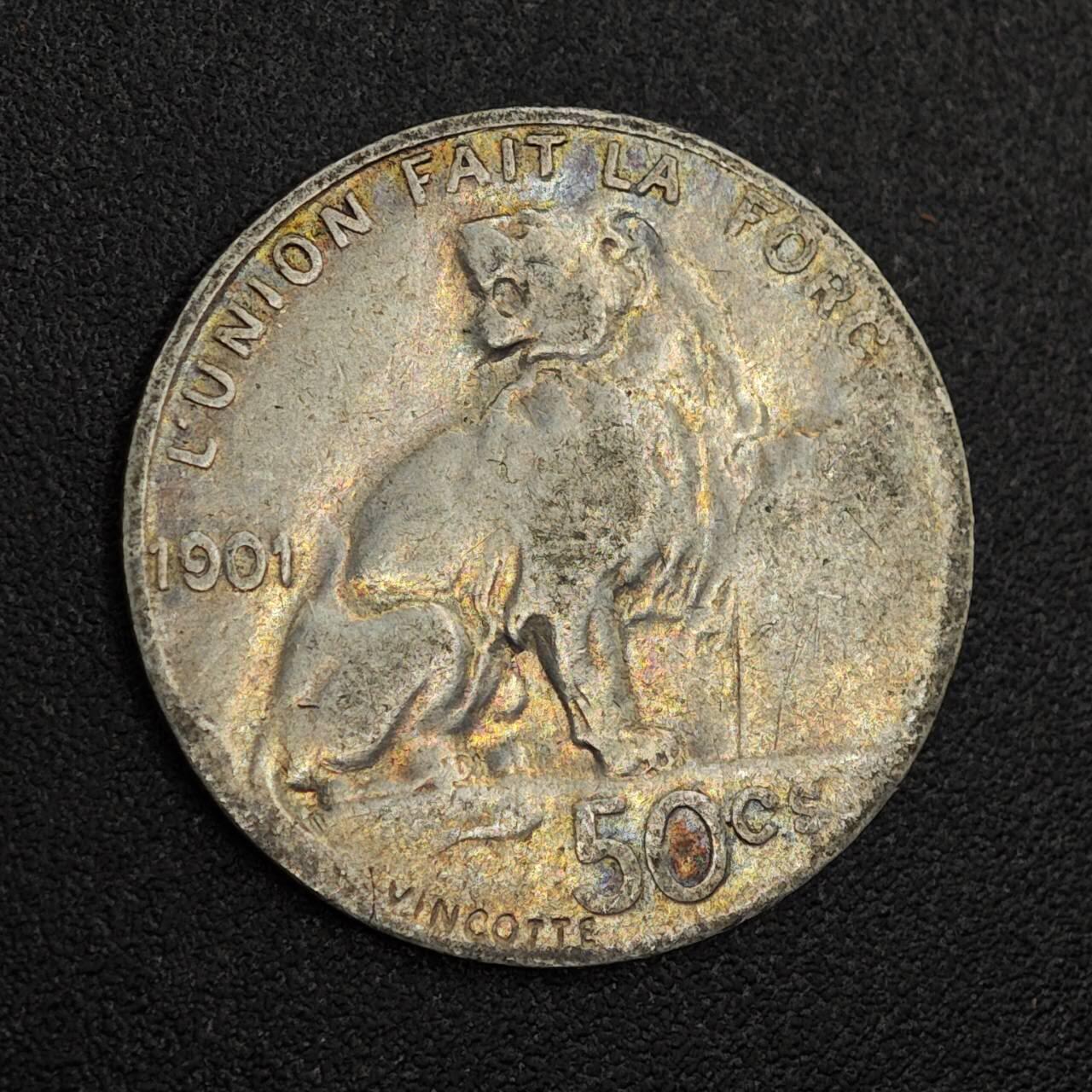 【淘币小摊】实时拍第七百九十六拍   小银币场   满百包邮可预留二周 每周一统一发货   比利时1901年50分银币