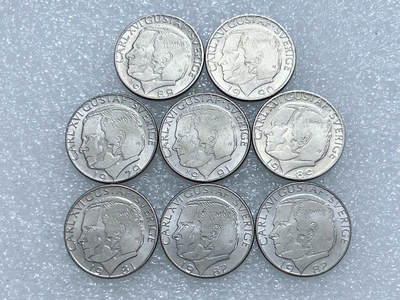 第一海外回流一元起拍收藏 散集专场  第266期 - 瑞典1克朗硬币8枚 原光美品